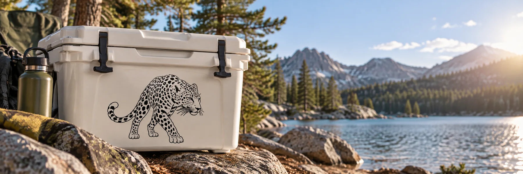 Illustrative Leopard Decals vinyl application in a realistic panoramic lifestyle scene.