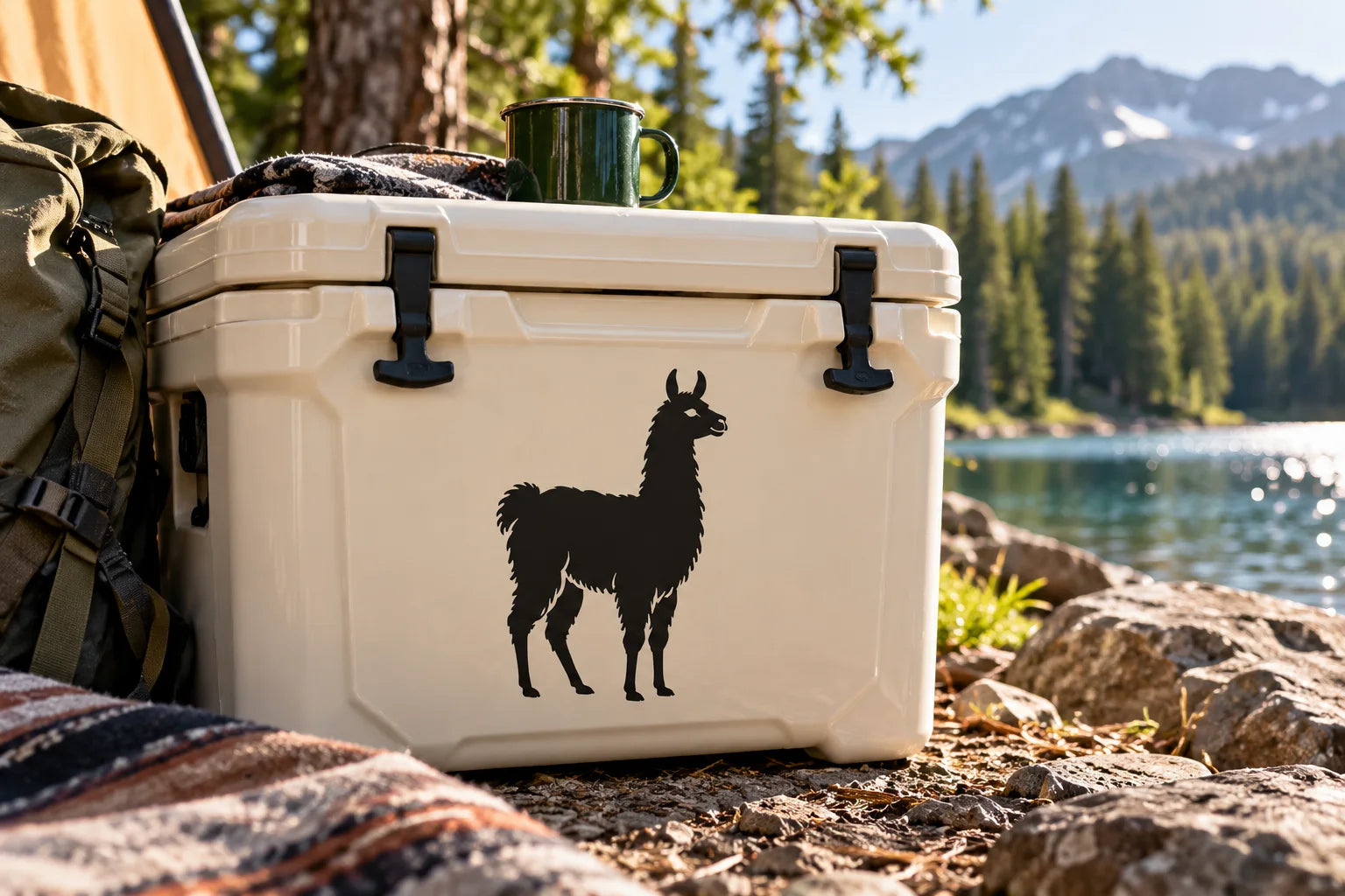 Illustrative Llama Decals vinyl application in a realistic separate close-up lifestyle scene.