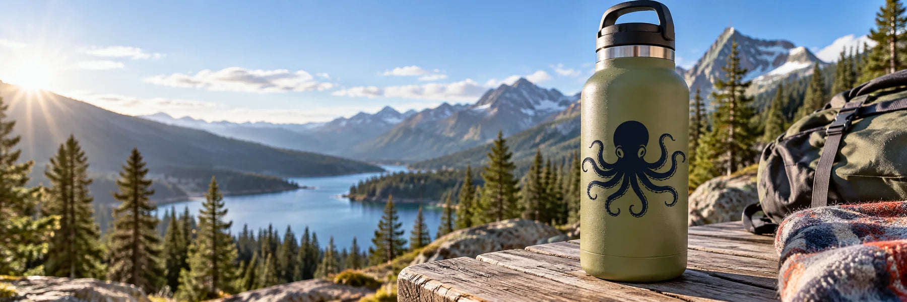 Illustrative Octopus Decals vinyl application in a realistic panoramic lifestyle scene.