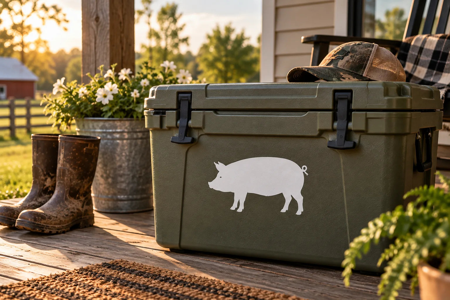 Illustrative Pig Decals vinyl application in a realistic separate close-up lifestyle scene.