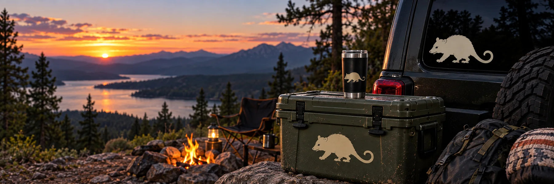 Illustrative Possum Decals vinyl application in a realistic panoramic lifestyle scene.