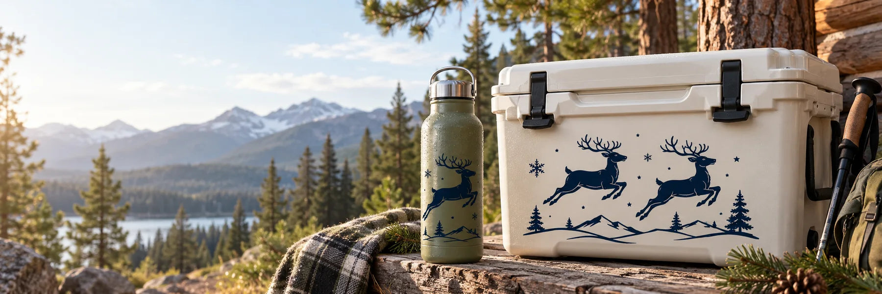 Illustrative Reindeer Decals vinyl application in a realistic panoramic lifestyle scene.