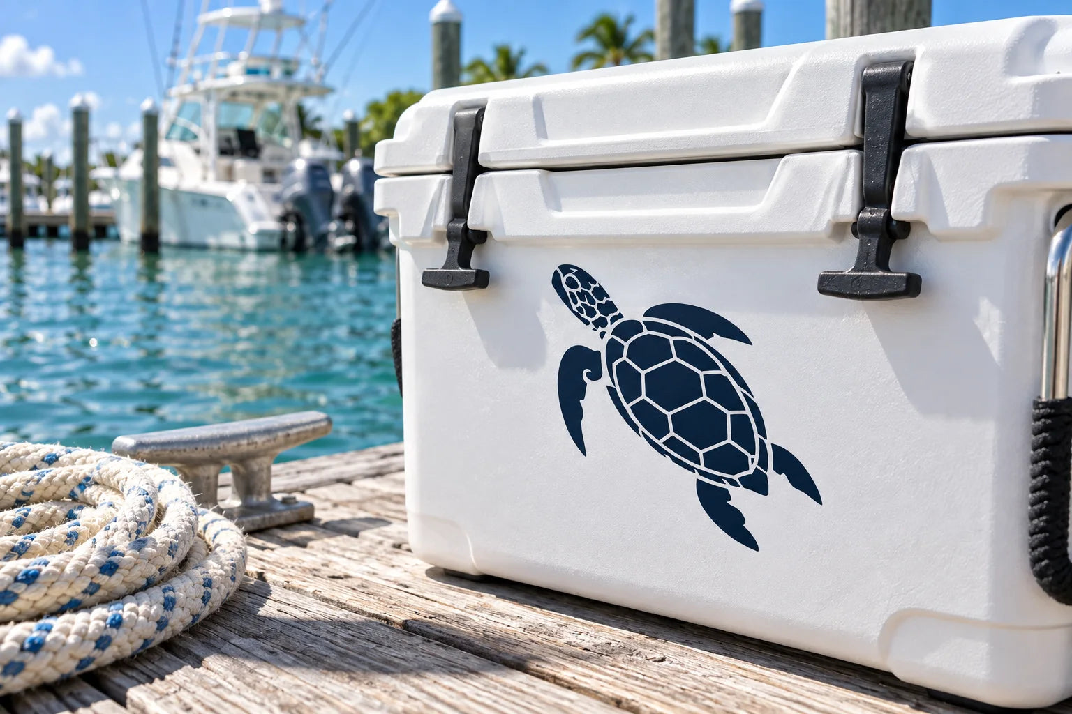 Illustrative Turtle Decals vinyl application in a realistic separate close-up lifestyle scene.