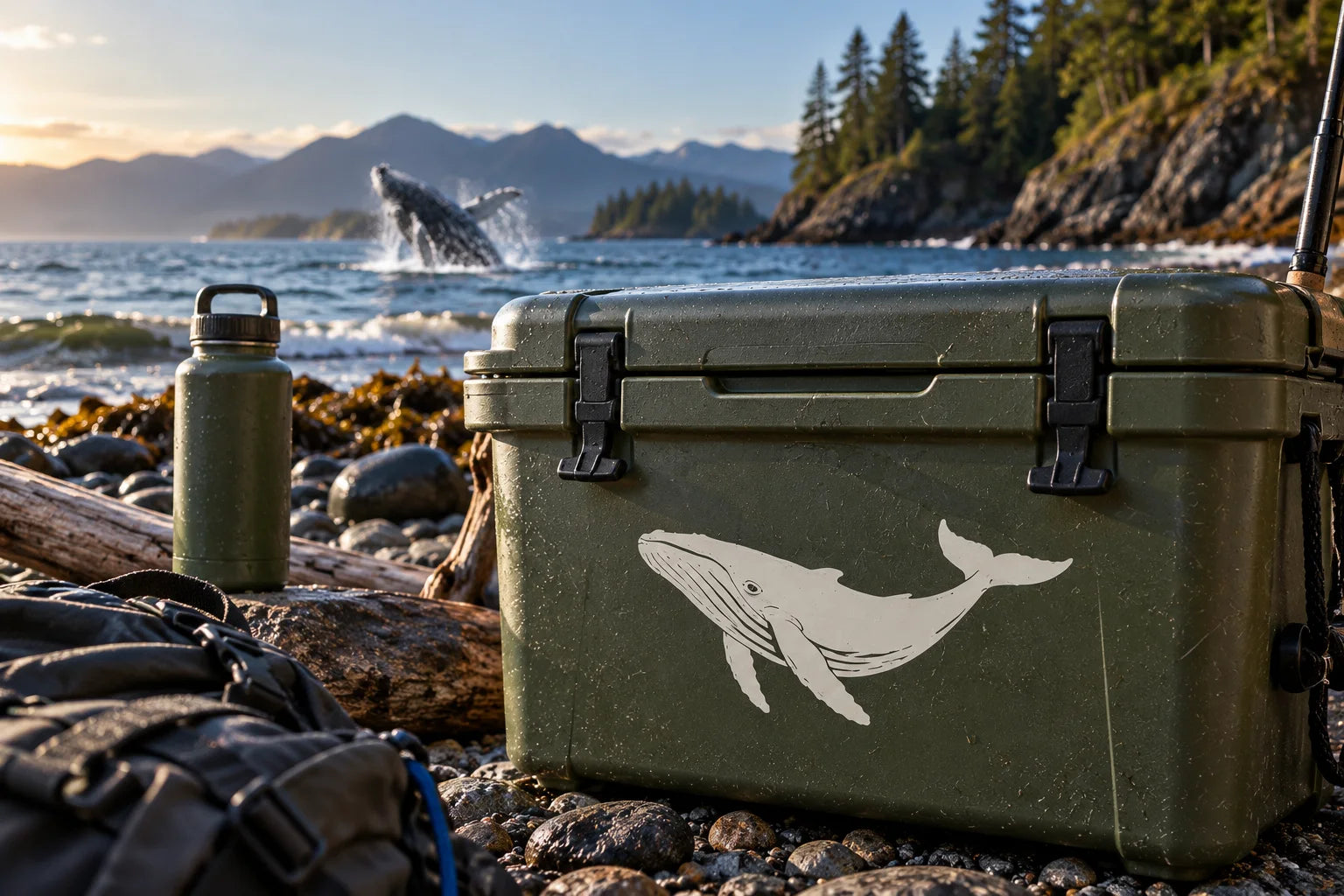 Illustrative Whale Decals vinyl application in a realistic separate close-up lifestyle scene.