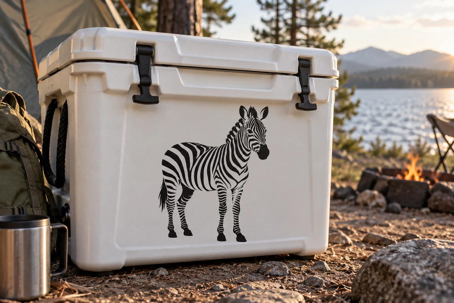 Illustrative Zebra Decals vinyl application in a realistic separate close-up lifestyle scene.