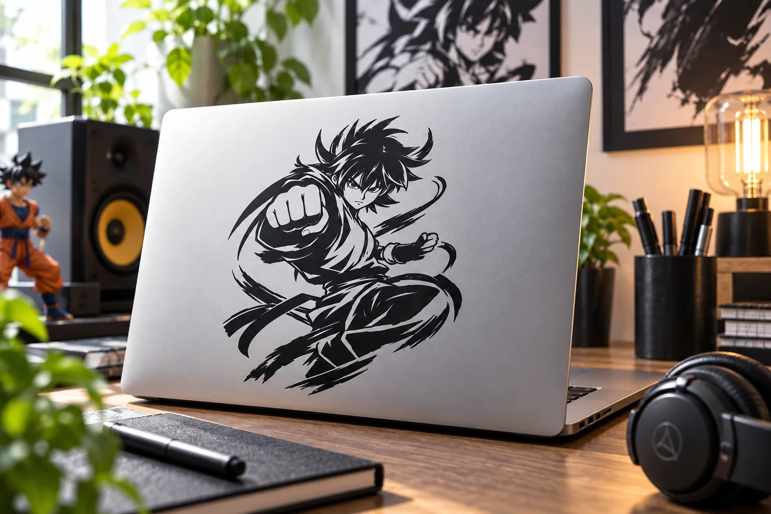 Illustrative Anime Fighter Decals vinyl application in a realistic separate close-up lifestyle scene.