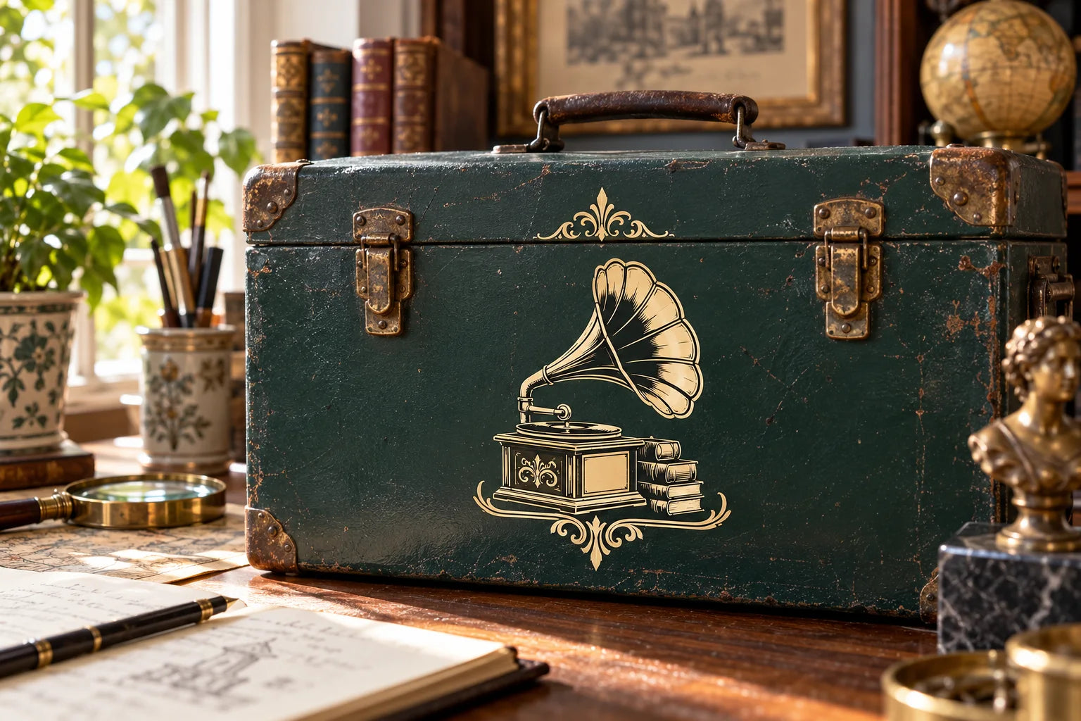 Illustrative Antiques Decals vinyl application in a realistic separate close-up lifestyle scene.