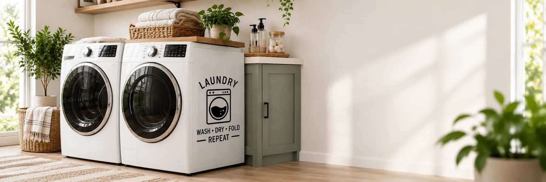 Illustrative Appliance Decals vinyl application in a realistic panoramic lifestyle scene.