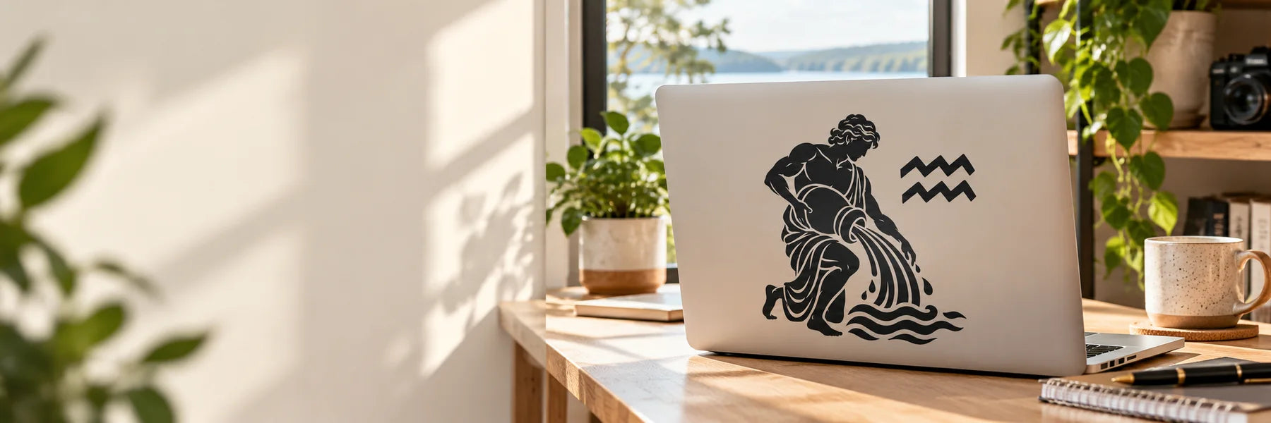 Illustrative Aquarius Decals vinyl application in a realistic panoramic lifestyle scene.