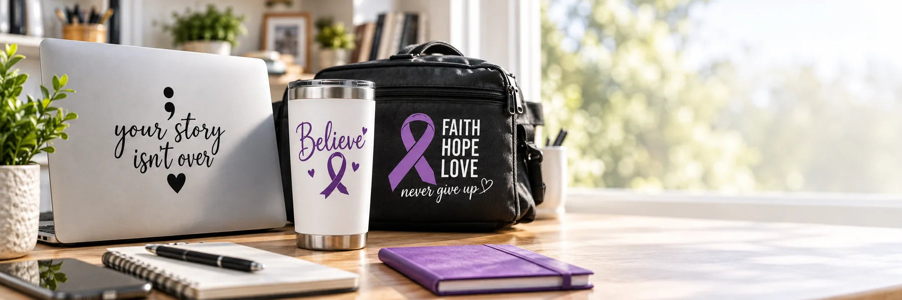 Illustrative Awareness Decals vinyl application in a realistic panoramic lifestyle scene.