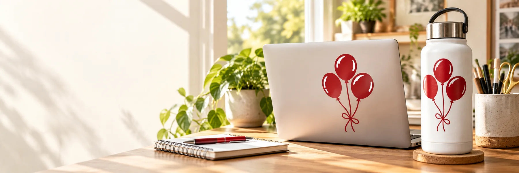 Illustrative Balloon Decals vinyl application in a realistic panoramic lifestyle scene.