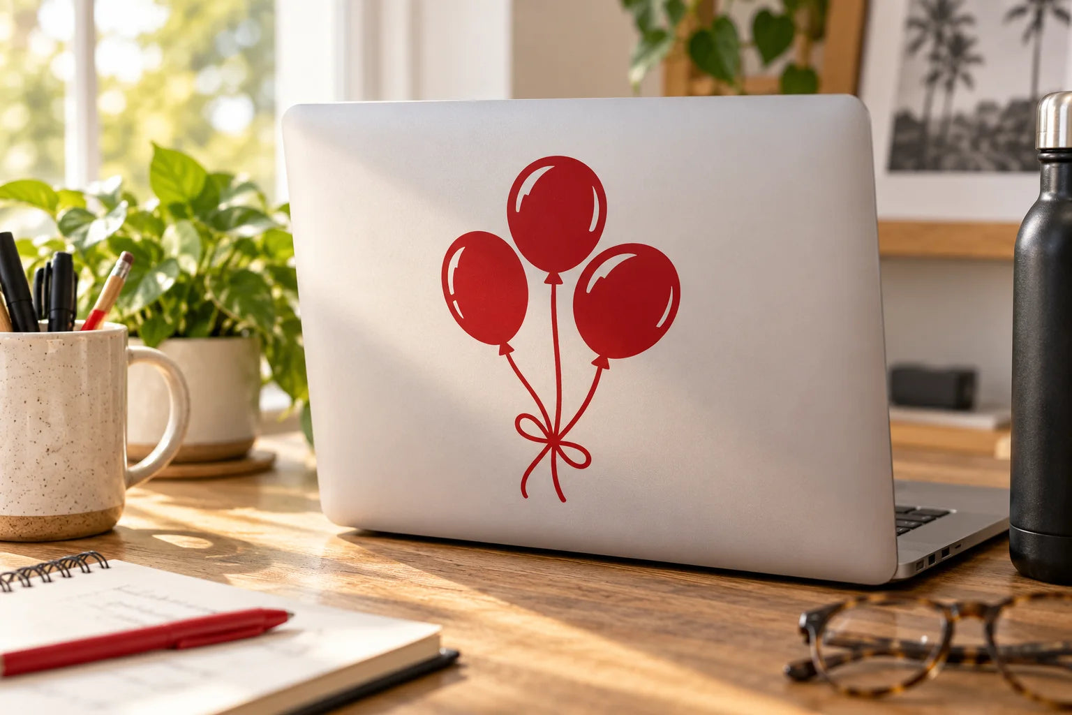 Illustrative Balloon Decals vinyl application in a realistic separate close-up lifestyle scene.