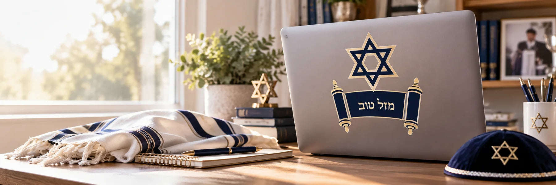 Illustrative Bar Mitzvah Decals vinyl application in a realistic panoramic lifestyle scene.