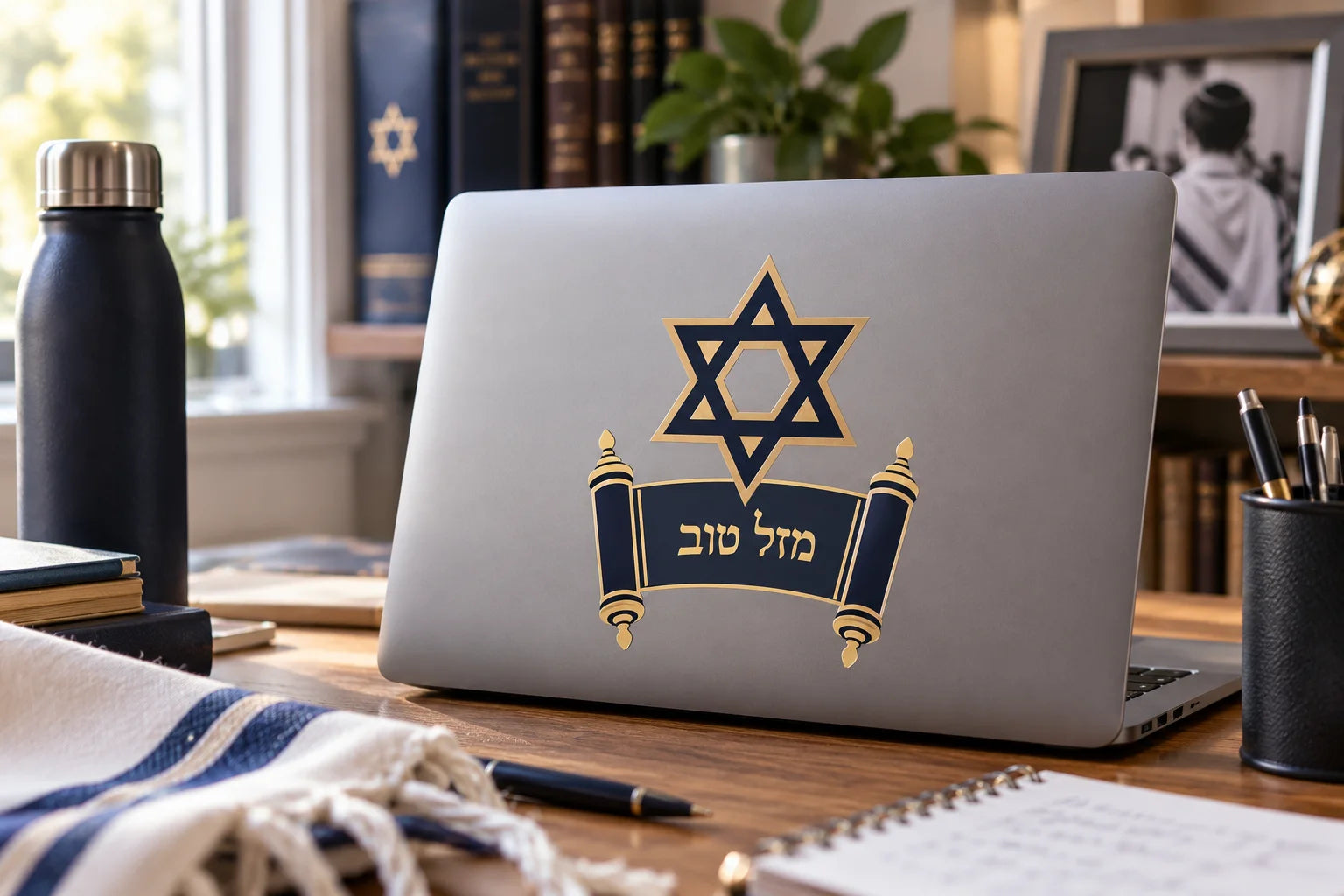 Illustrative Bar Mitzvah Decals vinyl application in a realistic separate close-up lifestyle scene.
