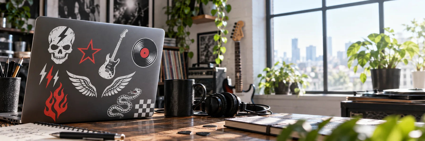 Illustrative Band Decals vinyl application in a realistic panoramic lifestyle scene.