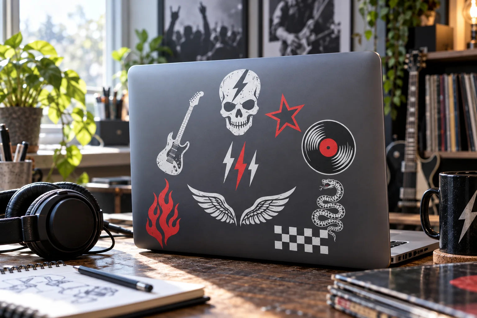 Illustrative Band Decals vinyl application in a realistic separate close-up lifestyle scene.