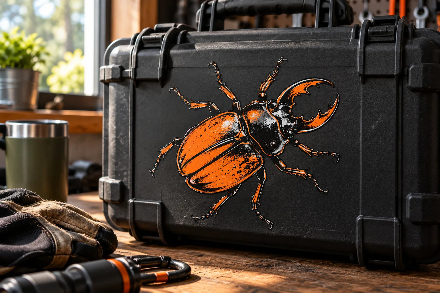 Illustrative Beetle Decals vinyl application in a realistic separate close-up lifestyle scene.