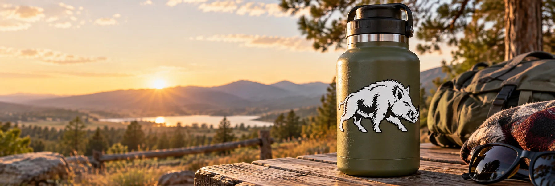 Illustrative Boar Decals vinyl application in a realistic panoramic lifestyle scene.