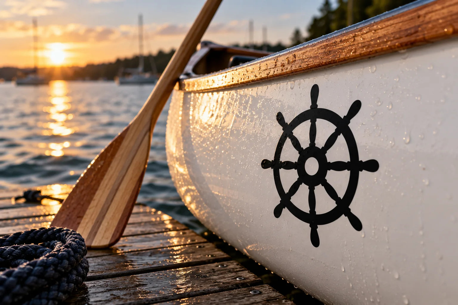 Illustrative Boat Equipment Decals vinyl application in a realistic separate close-up lifestyle scene.