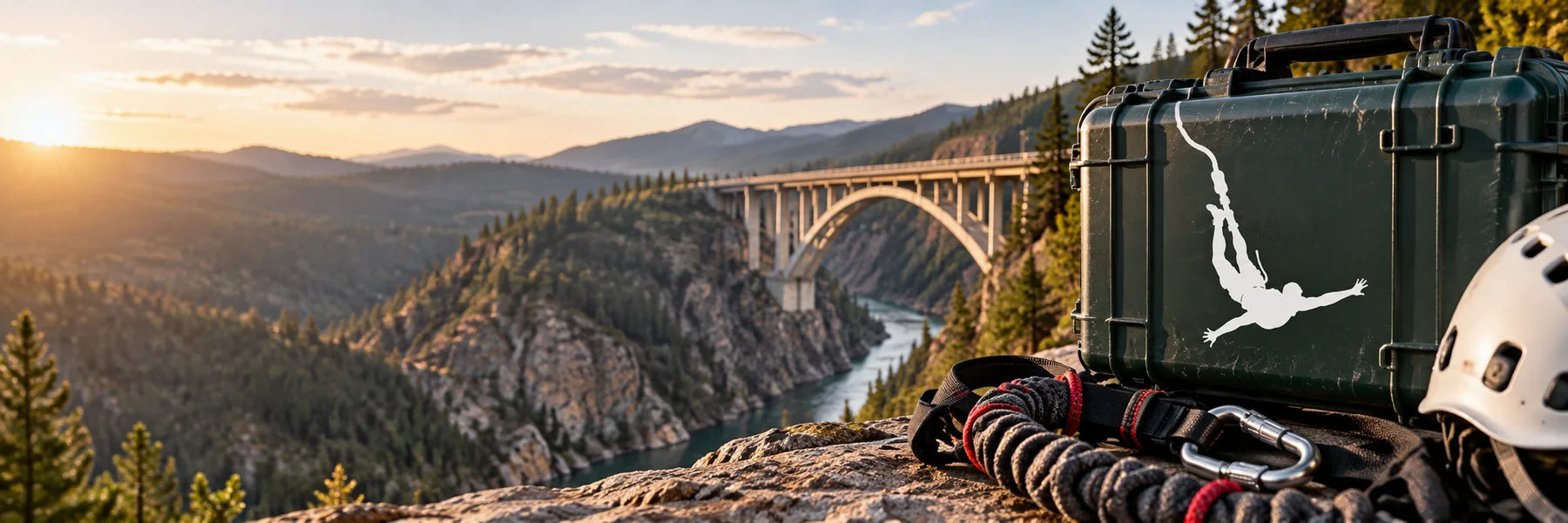 Illustrative Bungee Jump Decals vinyl application in a realistic panoramic lifestyle scene.