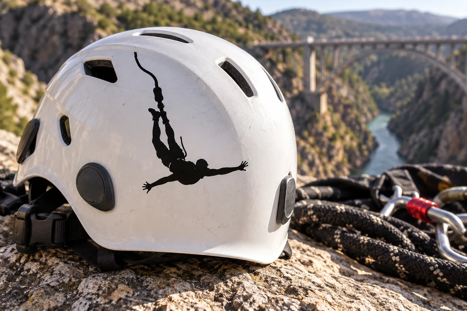 Illustrative Bungee Jump Decals vinyl application in a realistic separate close-up lifestyle scene.
