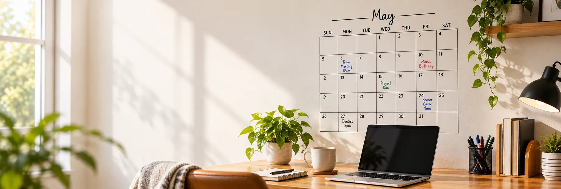 Illustrative Calendar Decals vinyl application in a realistic panoramic lifestyle scene.