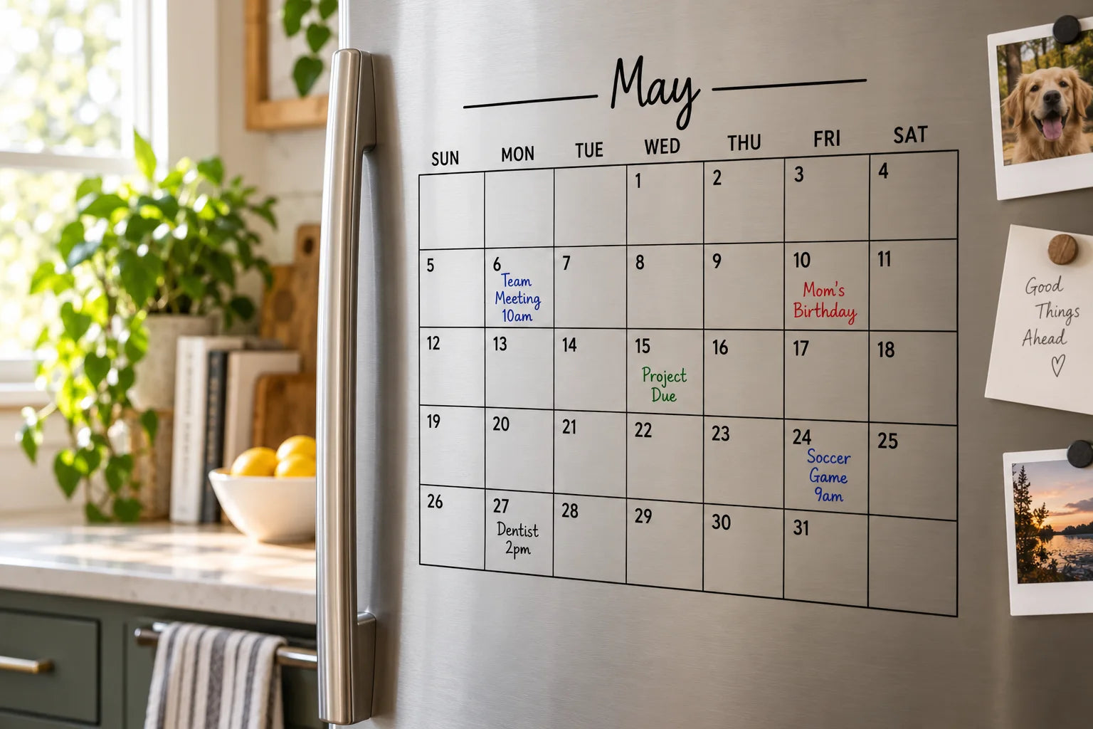 Illustrative Calendar Decals vinyl application in a realistic separate close-up lifestyle scene.