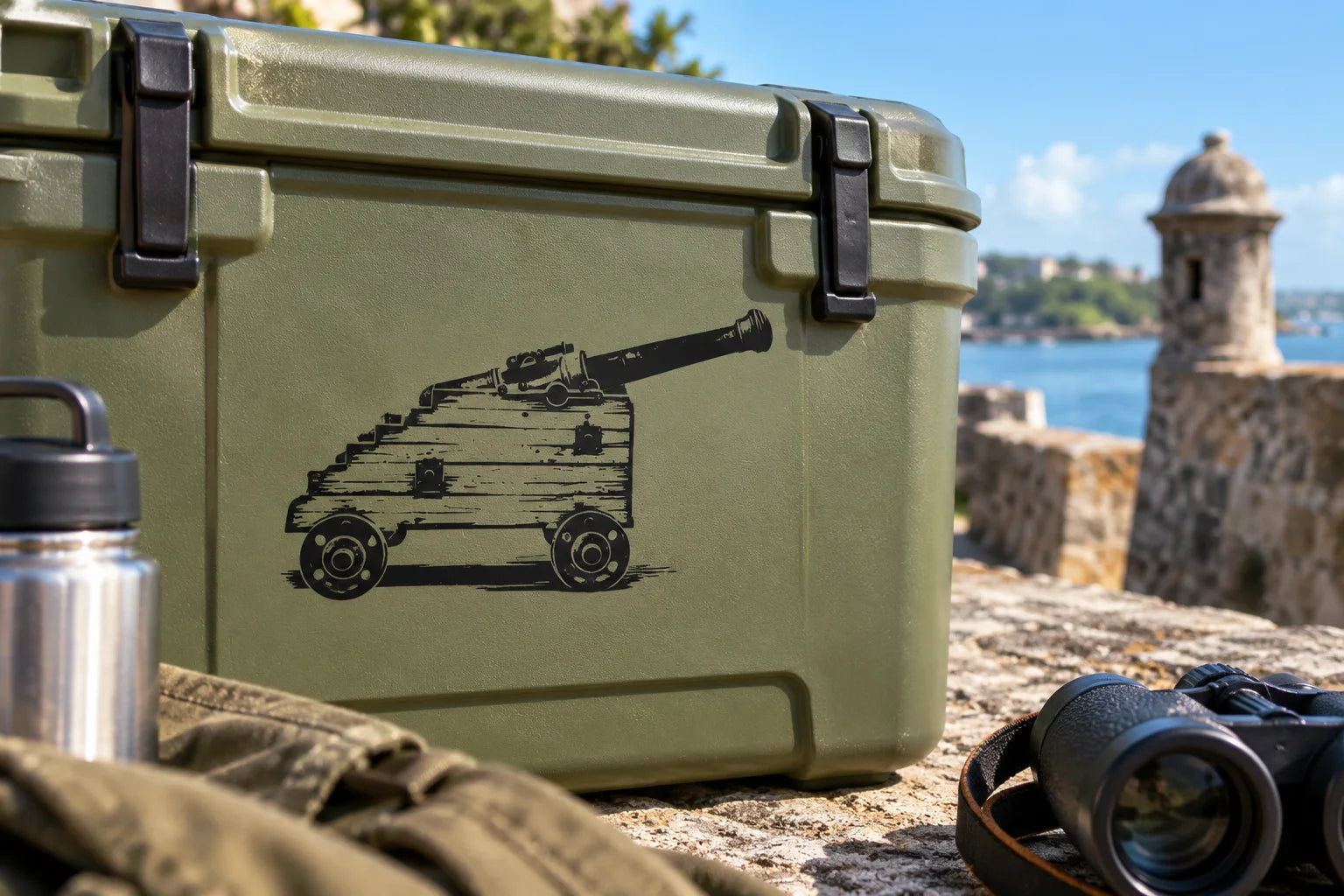 Illustrative Cannon Decals vinyl application in a realistic separate close-up lifestyle scene.