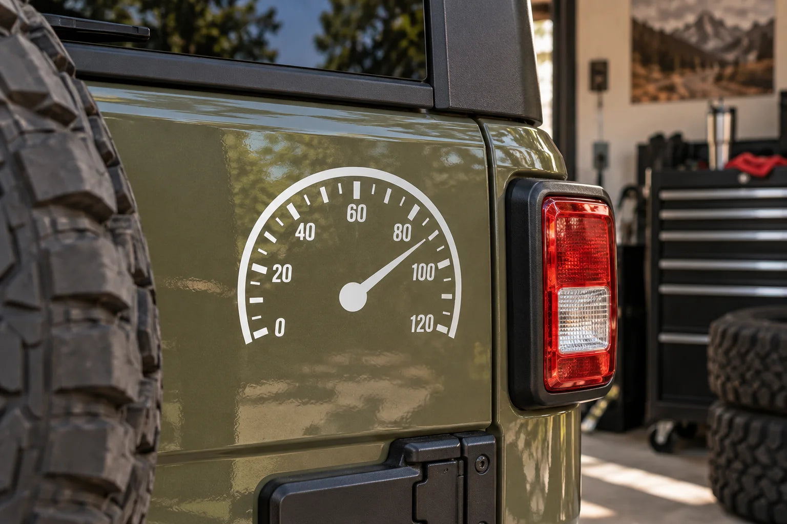 Illustrative Gauge Decals vinyl application in a realistic separate close-up lifestyle scene.