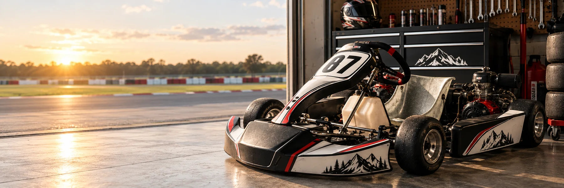 Illustrative Go Kart Decals vinyl application in a realistic panoramic lifestyle scene.