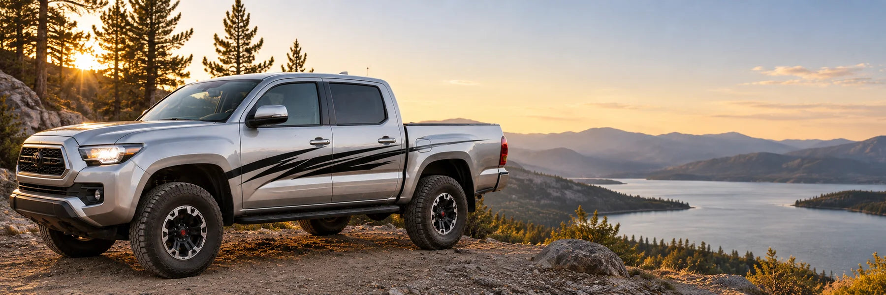Illustrative Truck & SUV Decals vinyl application in a realistic panoramic lifestyle scene.