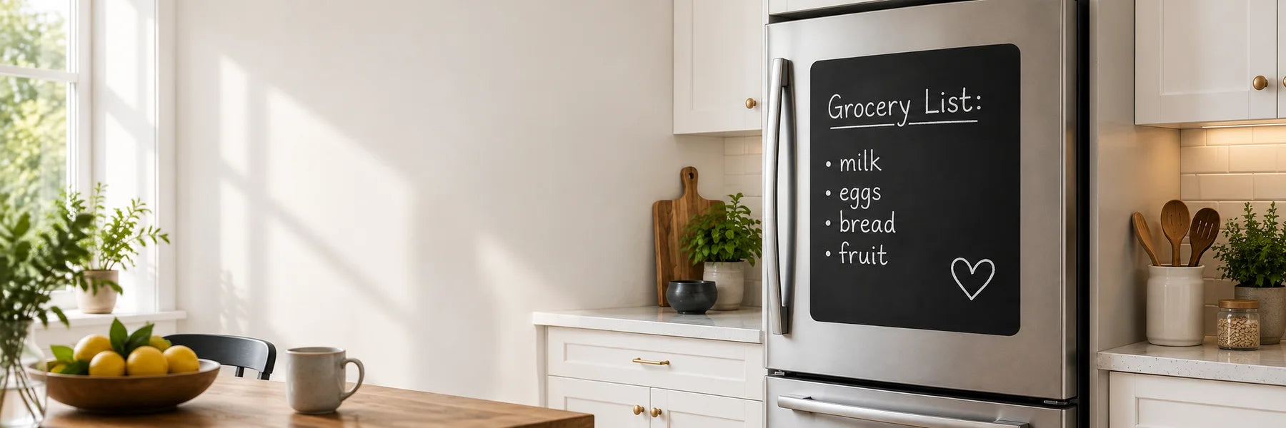 Illustrative Chalkboard Decals vinyl application in a realistic panoramic lifestyle scene.
