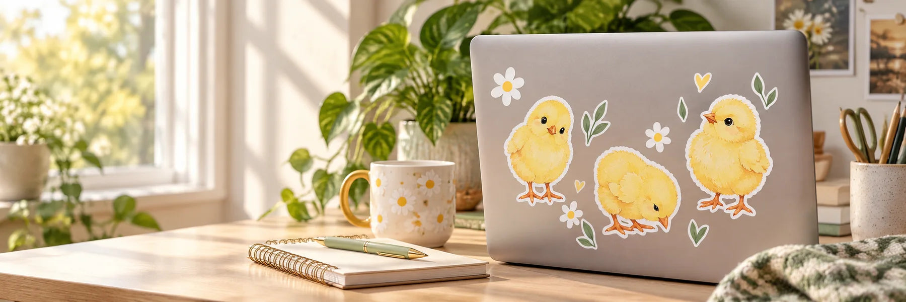 Illustrative Chick Decals vinyl application in a realistic panoramic lifestyle scene.