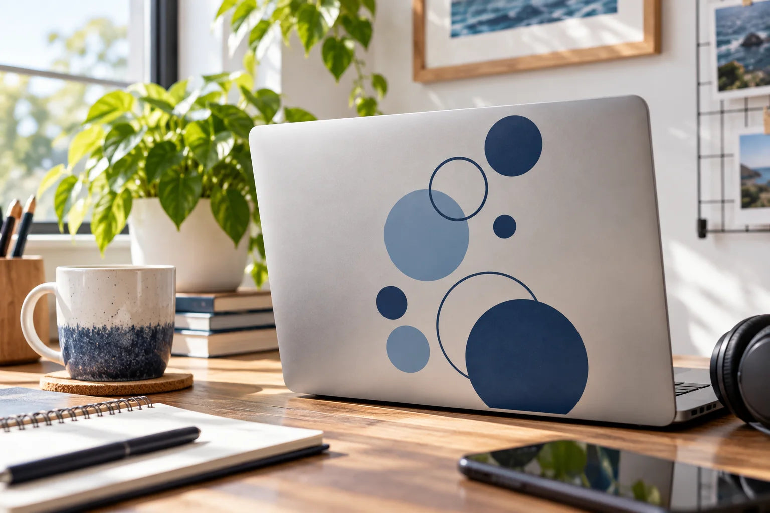 Illustrative Circle Decals vinyl application in a realistic separate close-up lifestyle scene.