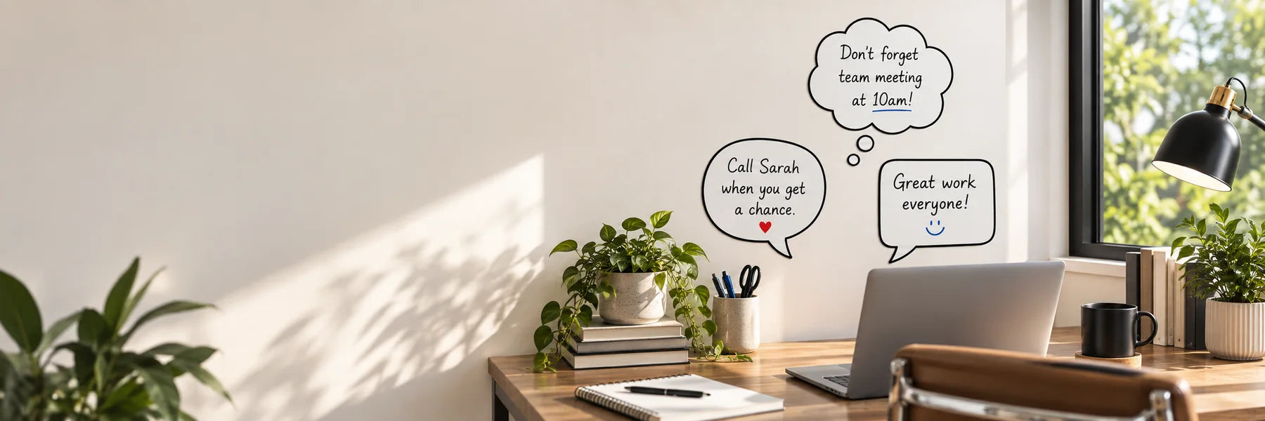 Illustrative Conversation Bubble Decals vinyl application in a realistic panoramic lifestyle scene.