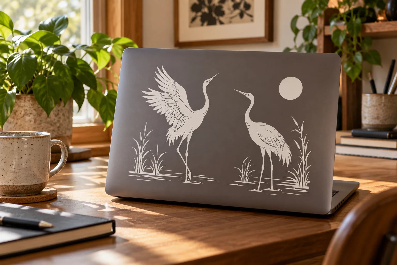 Illustrative Crane Decals vinyl application in a realistic separate close-up lifestyle scene.