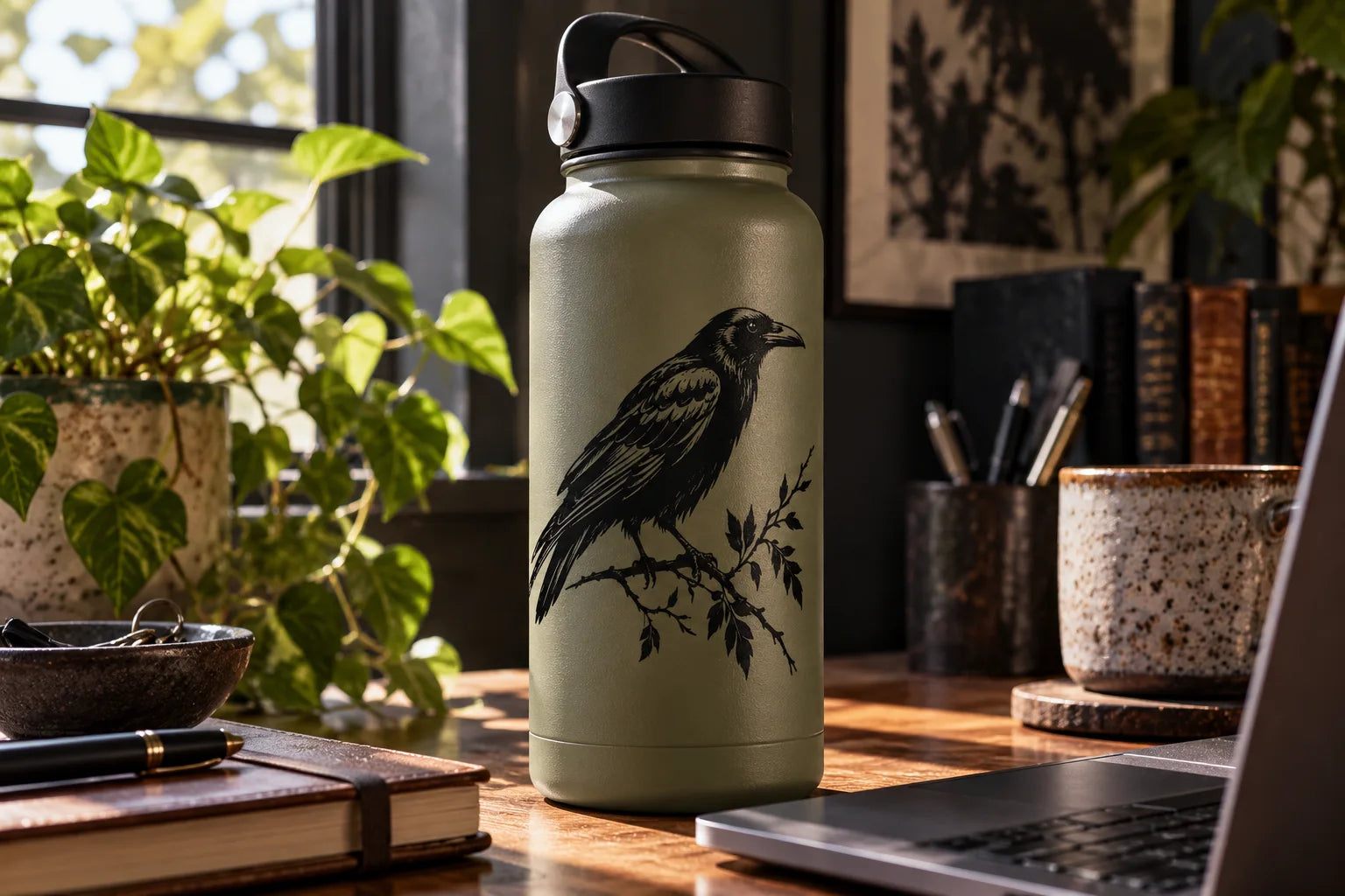 Illustrative Crow Decals vinyl application in a realistic separate close-up lifestyle scene.