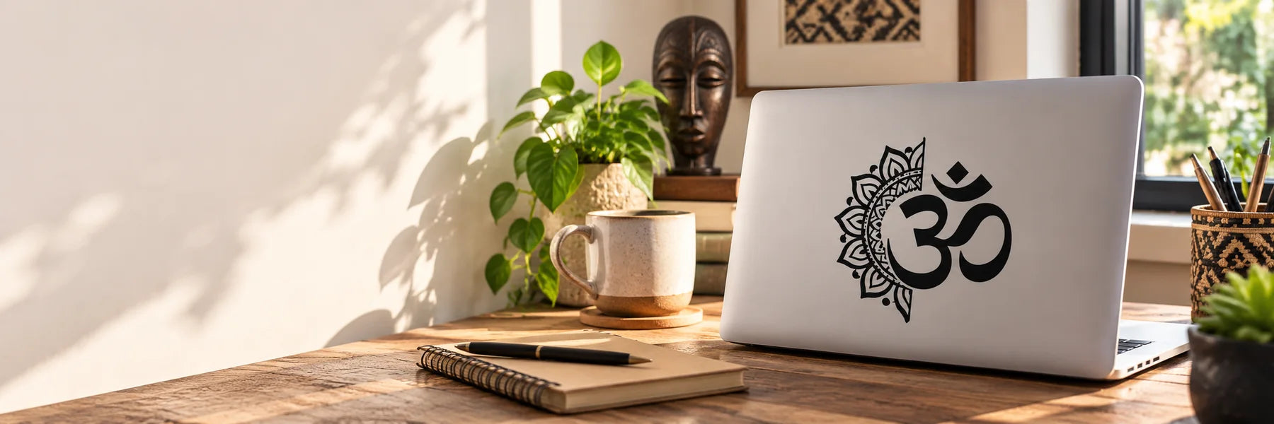 Illustrative Cultural Decals vinyl application in a realistic panoramic lifestyle scene.