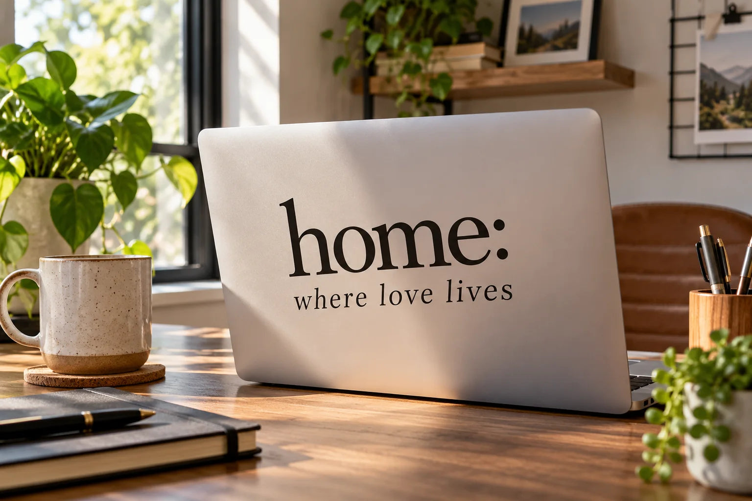 Illustrative Definition Quote Decals vinyl application in a realistic separate close-up lifestyle scene.