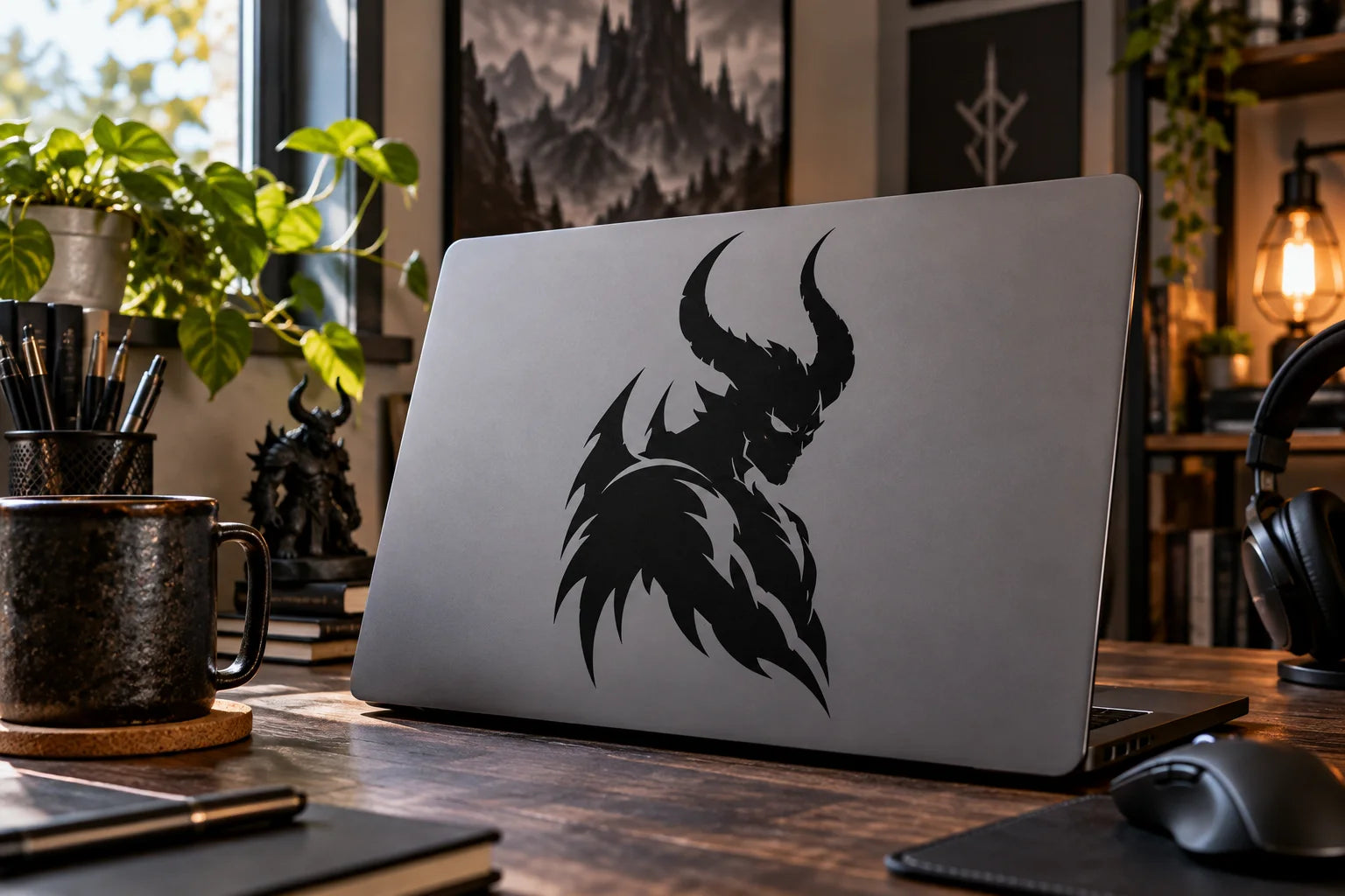 Illustrative Demon Decals vinyl application in a realistic separate close-up lifestyle scene.