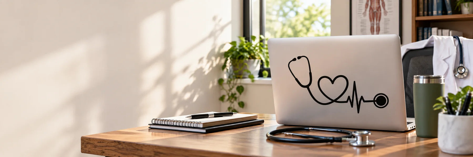 Illustrative Doctor Decals vinyl application in a realistic panoramic lifestyle scene.