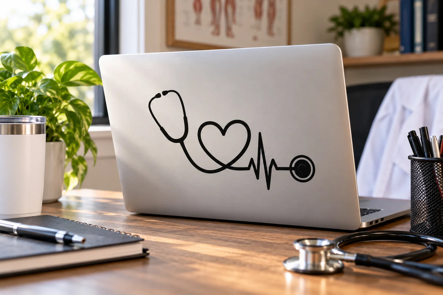 Illustrative Doctor Decals vinyl application in a realistic separate close-up lifestyle scene.