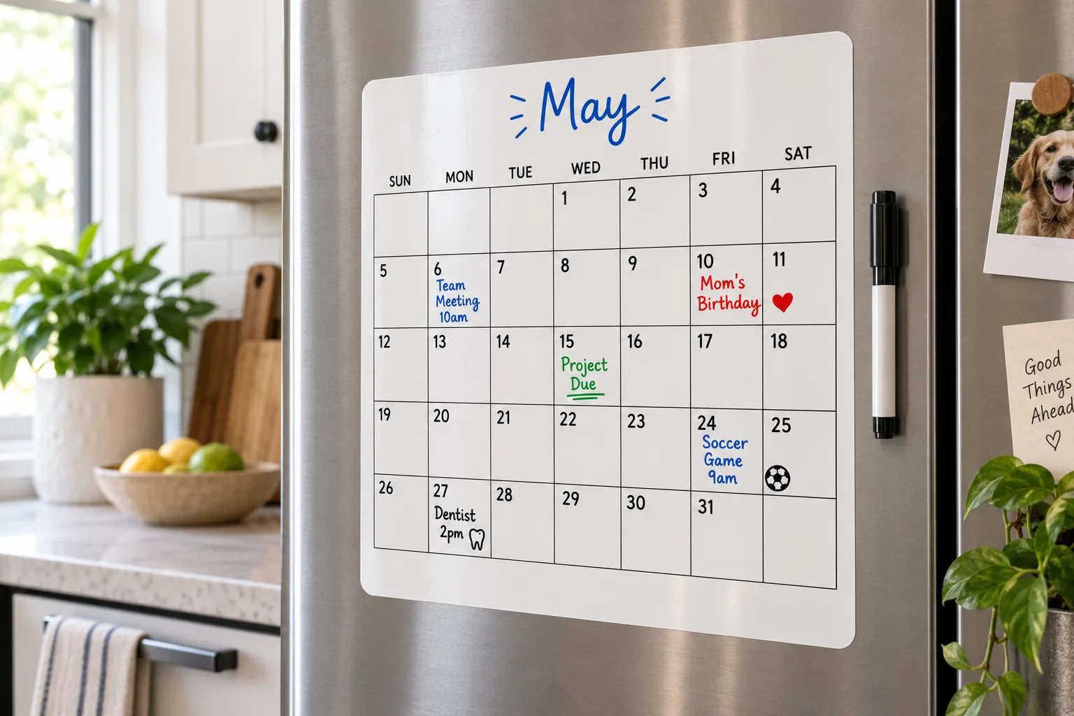 Illustrative Dry Erase Stickers vinyl application in a realistic separate close-up lifestyle scene.