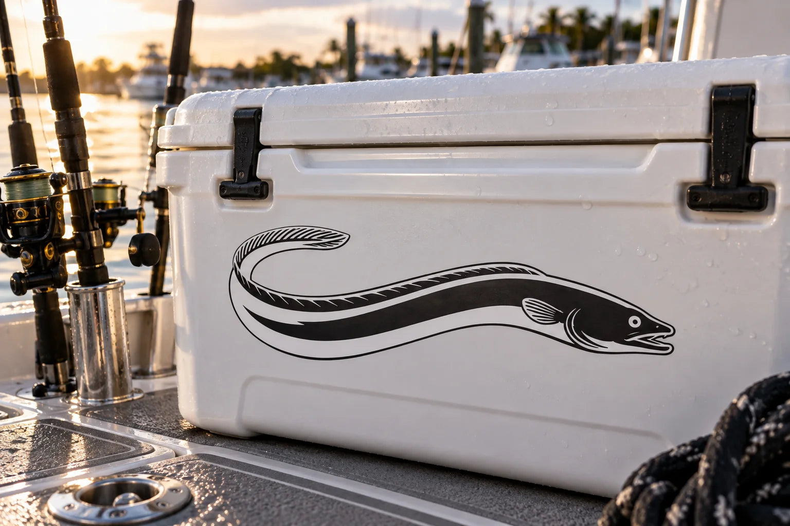 Illustrative Eel Decals vinyl application in a realistic separate close-up lifestyle scene.