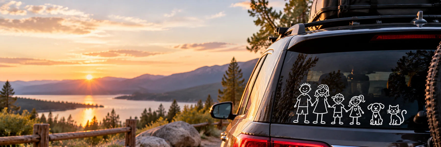 Illustrative Family Kit Decals vinyl application in a realistic panoramic lifestyle scene.