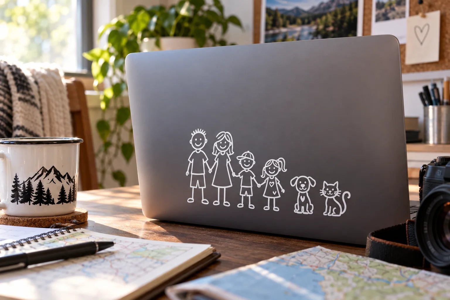 Illustrative Family Kit Decals vinyl application in a realistic separate close-up lifestyle scene.