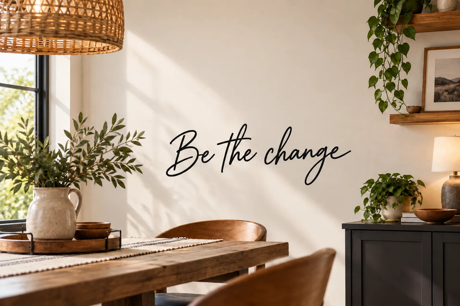 Illustrative Famous Quote Decals vinyl application in a realistic separate close-up lifestyle scene.