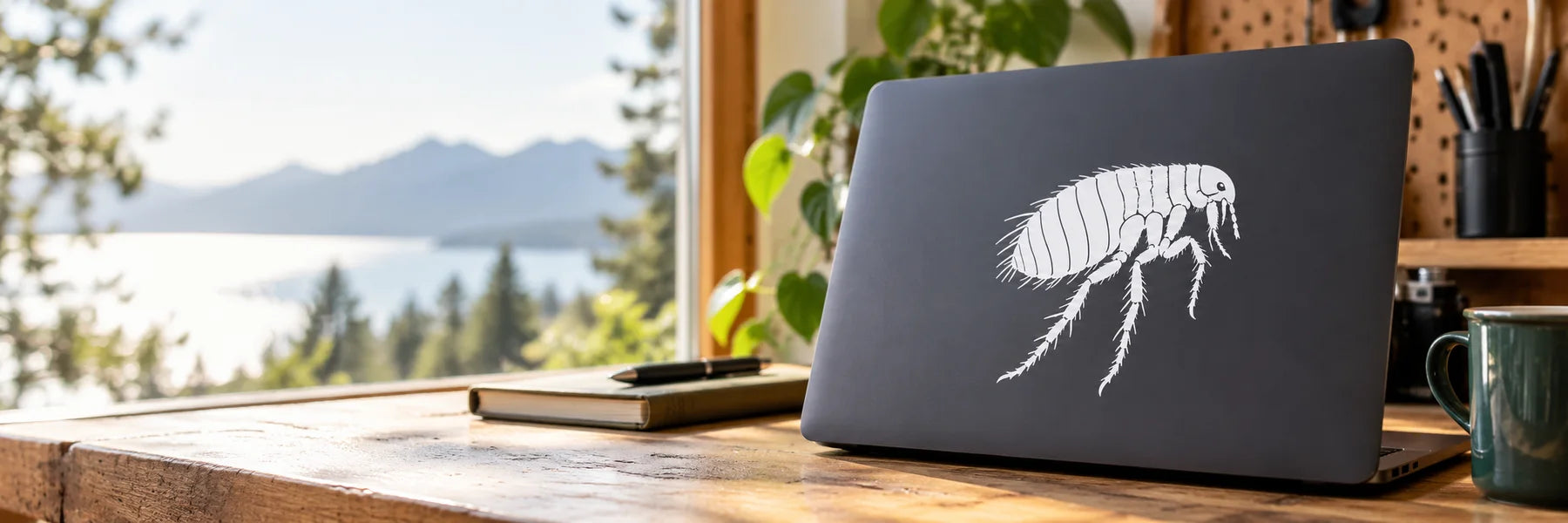 Illustrative Flea Decals vinyl application in a realistic panoramic lifestyle scene.
