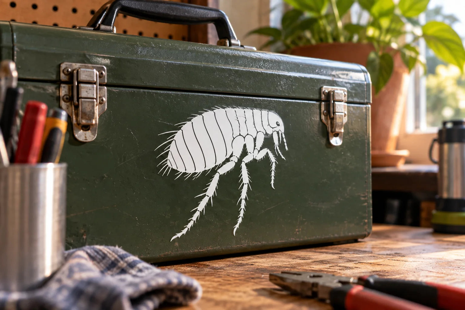 Illustrative Flea Decals vinyl application in a realistic separate close-up lifestyle scene.