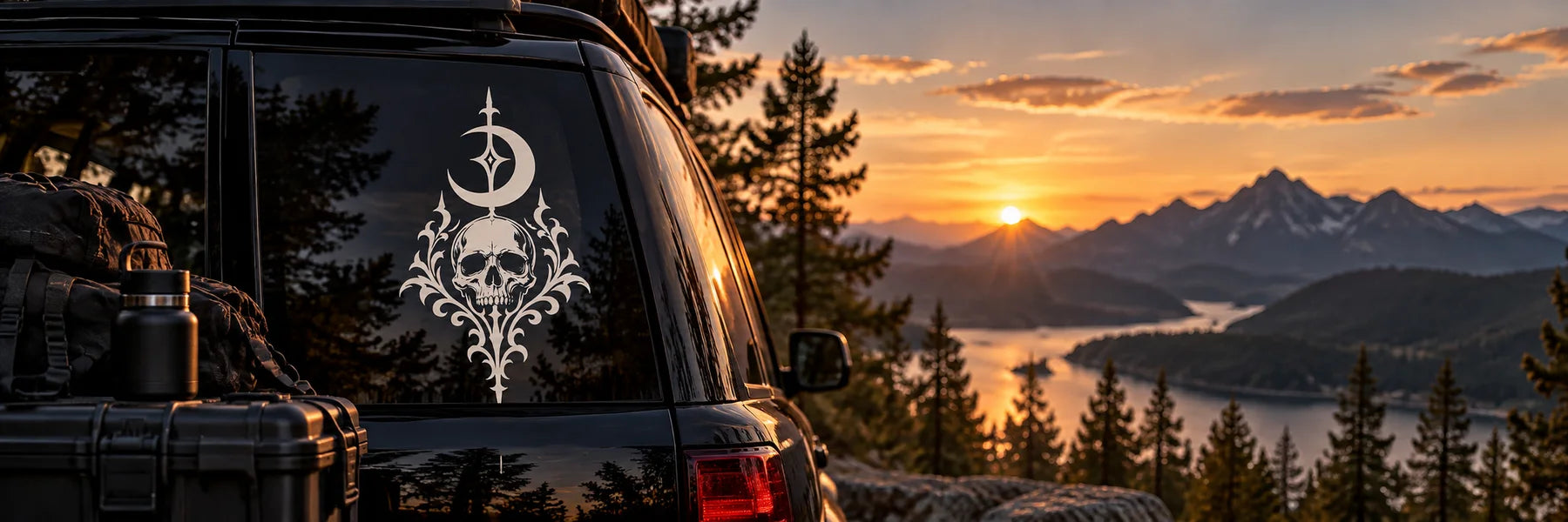 Illustrative Gothic Decals vinyl application in a realistic panoramic lifestyle scene.